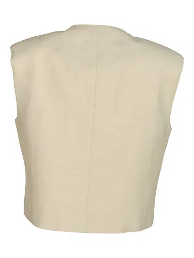 P.a.r.o.s.h . Sleeveless Gold-button Wool Vest In Light Beige
