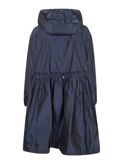 Herno Midi Hooded Jacket In Blue