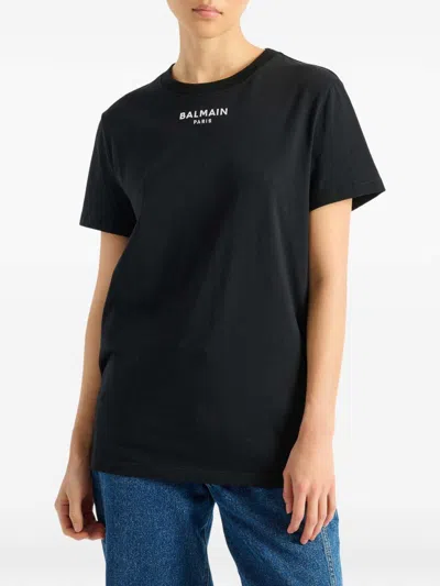 Balmain Embroidered  Paris T-shirt In Black