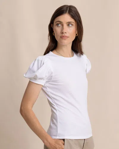 Southern Tide Eileen Ruffle Tee In Classic White