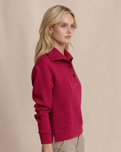 Southern Tide Tonya Button Mock Pullover In Carolina Plum