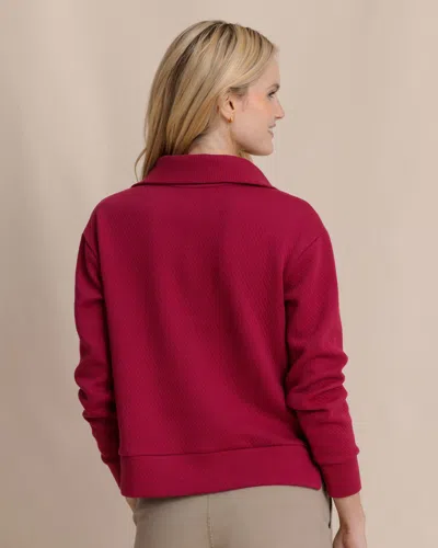 Southern Tide Tonya Button Mock Pullover In Carolina Plum