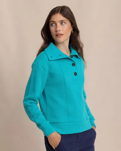 Southern Tide Tonya Button Mock Pullover In Spruce Shade