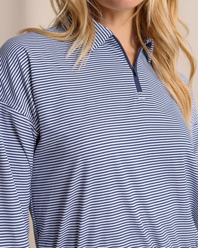 Southern Tide Kira Half Zip Stripe Pullover In Dress Blue