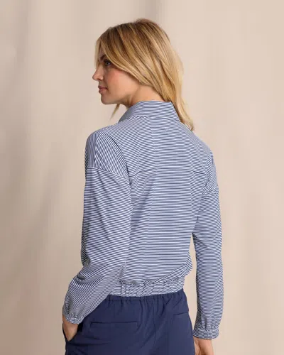 Southern Tide Kira Half Zip Stripe Pullover In Dress Blue