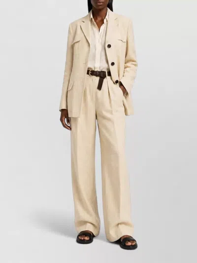 Max Mara Linen Single-breasted Suit Jacket In Neutral