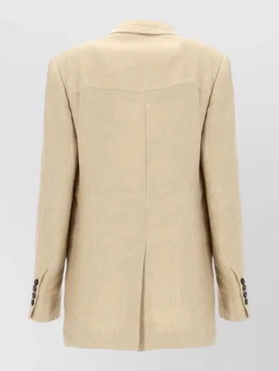 Max Mara Linen Single-breasted Suit Jacket In Neutral