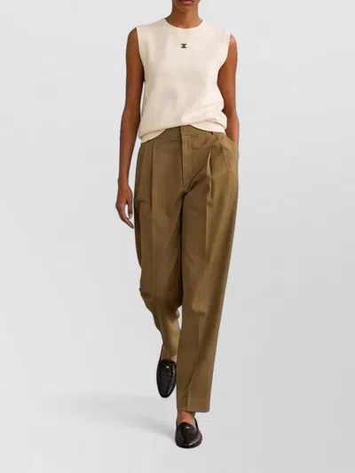 Celine Montauk Wool-blend Pants In Brown
