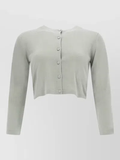 Max Mara Silk And Cashmere Crew Neck Cardigan In Green