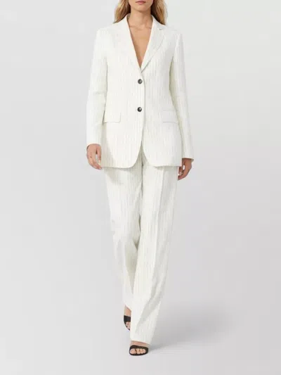 Max Mara Single-breasted Pinstriped Linen Blazer In Neutral