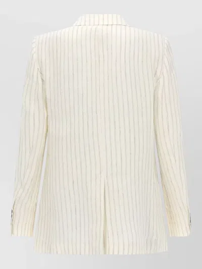 Max Mara Single-breasted Pinstriped Linen Blazer In Neutral