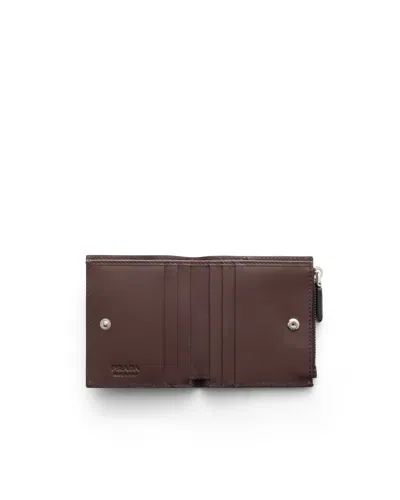 Prada Small Leather Wallet In Brown