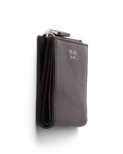 Prada Small Leather Wallet In Brown