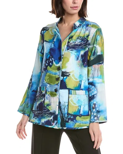 Lemon Grass Stand Collar Reversible Jacket In Multi