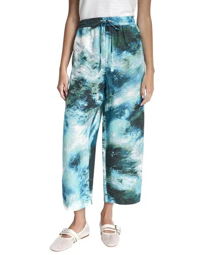 Dkny Pull On Printed Linen Pant In Qoi-tidal Brushstroke
