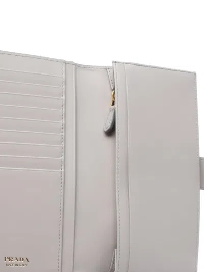 Pre-owned Prada Bi-fold Leather Wallet In Grey