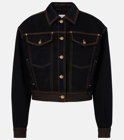 Versace Long-sleeve Denim Jacket In Schwarz