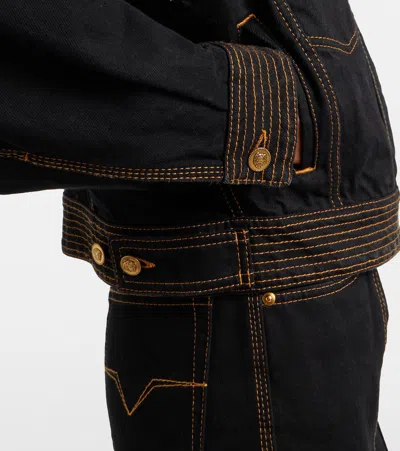 Versace Long-sleeve Denim Jacket In Schwarz