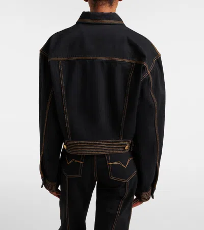 Versace Long-sleeve Denim Jacket In Schwarz