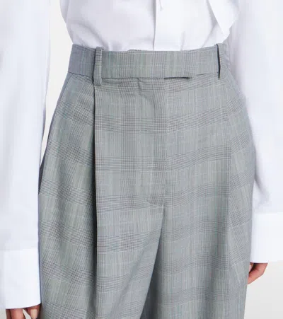 Givenchy Checked Wool Wide-leg Pants In Grau