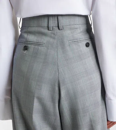 Givenchy Checked Wool Wide-leg Pants In Grau