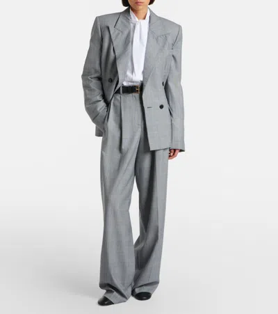 Givenchy Checked Wool Wide-leg Pants In Grau