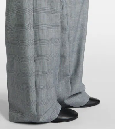 Givenchy Checked Wool Wide-leg Pants In Grau