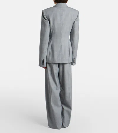 Givenchy Checked Wool Wide-leg Pants In Grau