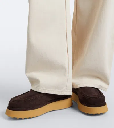 Tod's Shearling-lined Suede Platform Mules In Brown