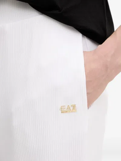 Ea7 White Regular Elasticated Pants In White