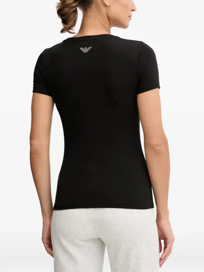 Ea7 Embellished-logo T-shirt In Black