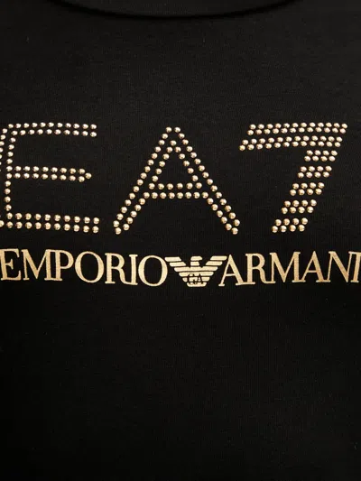 Ea7 Embellished-logo T-shirt In Black
