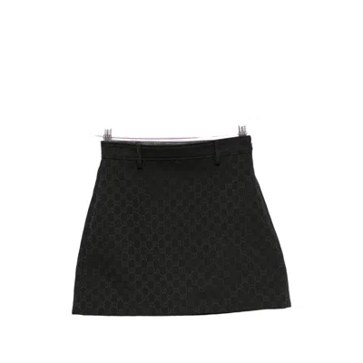 Gucci Solid Color Flared Umbrella Skirt In Black