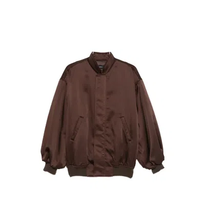 Federica Tosi Satin-finish Oversized Bomber Jacket In Brown