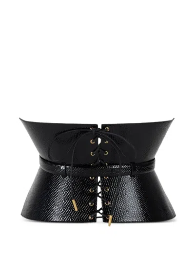 Elisabetta Franchi Python-print Bustier-style Belt In Blue