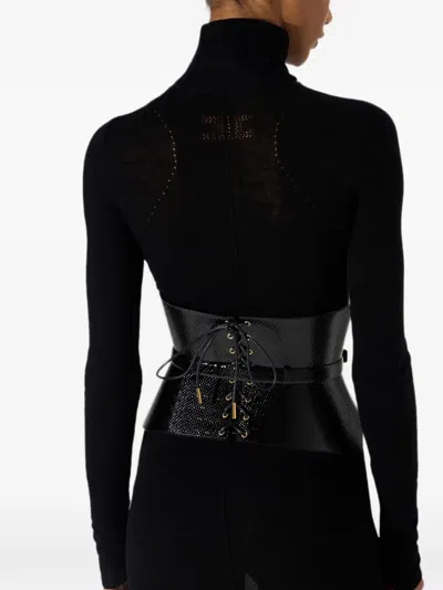 Elisabetta Franchi Python-print Bustier-style Belt In Blue