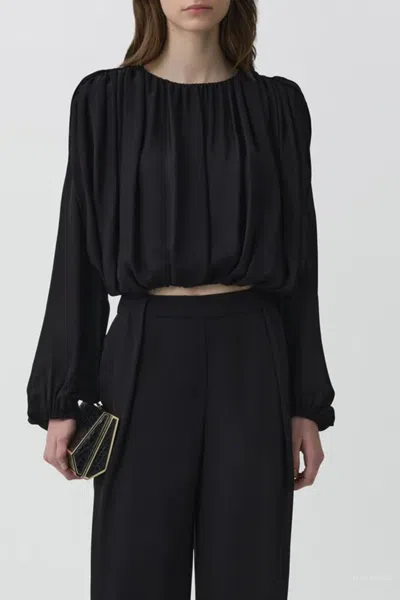Simkhai Frida Draped Long-sleeve Top In Black