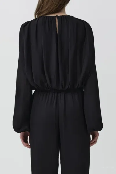 Simkhai Frida Draped Long-sleeve Top In Black