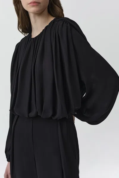 Simkhai Frida Draped Long-sleeve Top In Black
