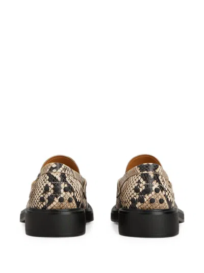 Tod's Python Embossed Leather Penny Loafer In Neutral