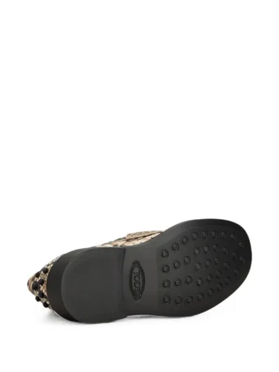 Tod's Python Embossed Leather Penny Loafer In Neutral