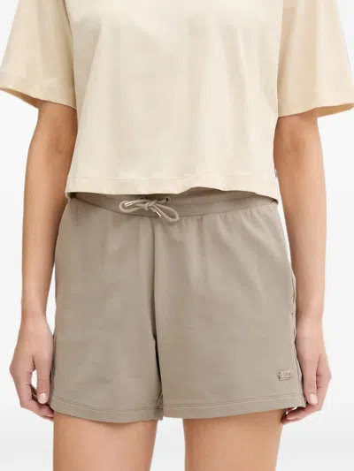 Ea7 Drawstring Logo-plaque Shorts In Brown