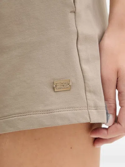 Ea7 Drawstring Logo-plaque Shorts In Brown