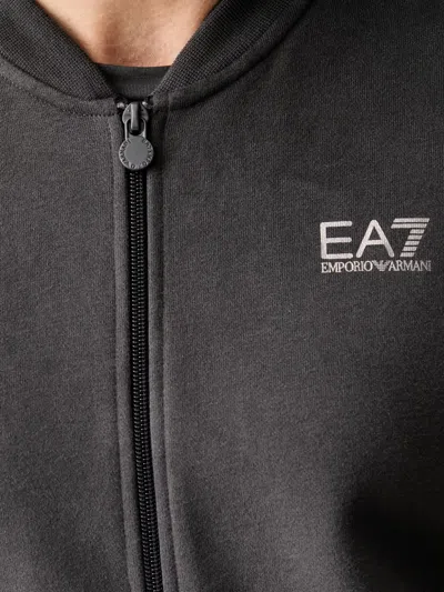 Ea7 Logo-print Zip-up Sweatshirt In Grey