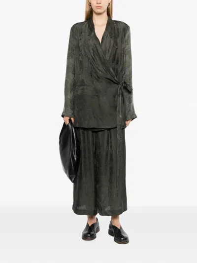 Uma Wang Damask-pattern Wrap Jacket In Gray