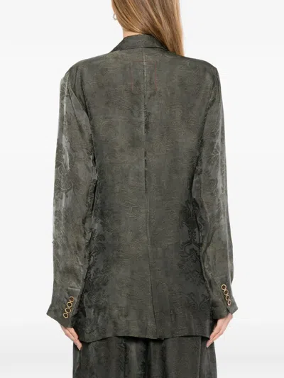 Uma Wang Damask-pattern Wrap Jacket In Gray