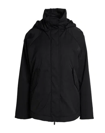 Herno Oversized Metallic Crinkle Jacket With High Collar In Black