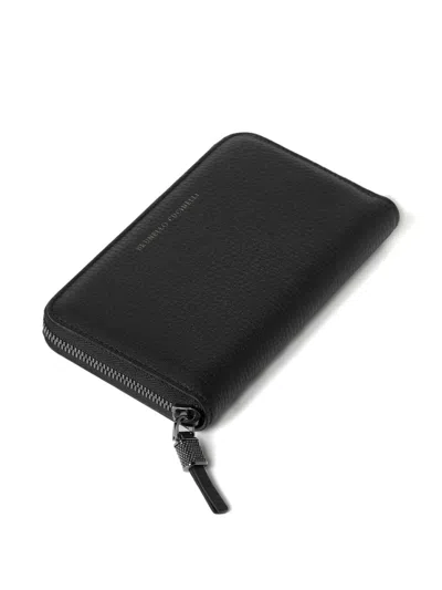 Brunello Cucinelli Grained Calfskin Wallet With Shiny Zipper Pull In Pattern