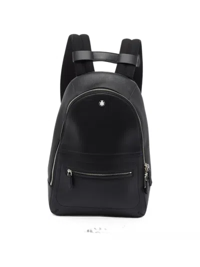 Pre-owned Montblanc Sartorial Leather Backpack In Black