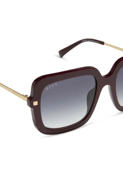 Diff Sandra 54mm Gradient Square Sunglasses In Dark Cherry / Grey Gradient